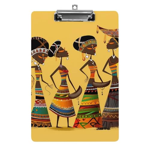 Kreative afrikanische Kultur Acryl-Klemmbretter mit flachem Profil-Clip zum Aufhängen, personalisierte Klemmbretter, entworfen für Büro und Feld, Standard-A4, Briefgröße 21,6 x 31,8 cm von HJKBCV