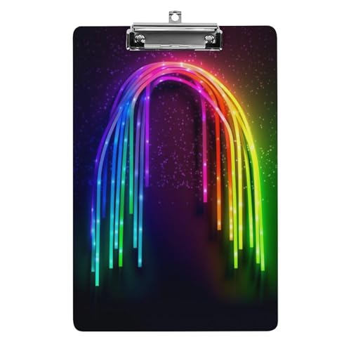 Regenbogen-Klemmbretter aus Acryl mit flachem Profil, zum Aufhängen, personalisierbar, für Büro und Feld, Standard-A4, Briefgröße 21,6 x 31,8 cm von HJKBCV