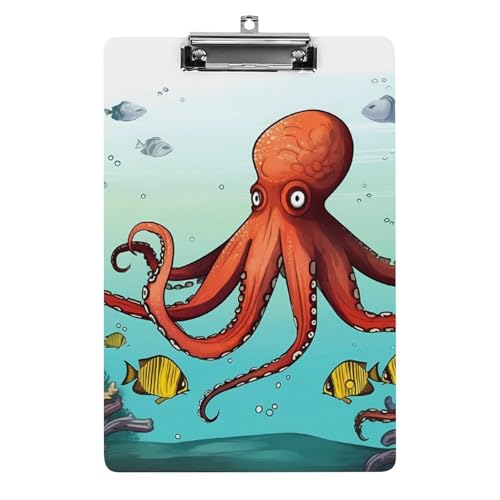 Riesige Oktopus-Klemmbretter aus Acryl mit flachem Profil, zum Aufhängen, personalisierbare Klemmbretter, entworfen für Büro und Feld, Standard-A4, Briefgröße 21,6 x 31,8 cm von HJKBCV