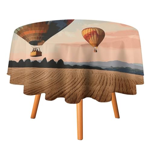 Tischdecke, wasserdicht, 300D-Polyester, Tischdecke mit Heißluftballon, Tischdecke für Küche, knitterfrei, Tischdecken für Esstisch, für den Außenbereich von HJKBCV