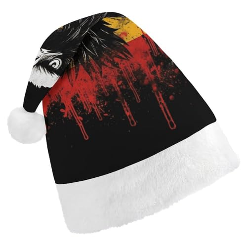 Weihnachtsmütze für Männer und Frauen, Plüsch-Weihnachtsmütze, Deutschland-Flagge, Adler, Weihnachtsmannmützen für Party, Urlaub von HJKBCV