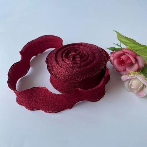 HJKTGB 3/5 Rolle 10 Yards Rüschen Kariertes Gazeband, Chiffonband für Hochzeitseinladungen, Brautseidenband für Geschenke, Blumenverpackung, Kuchendekoration von HJKTGB