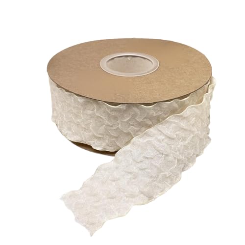 HJKTGB 3 Rollen 25/38 mm breites Rüschen-Mullband, Chiffon-Seide, ideal für Hochzeitseinladungen, Blumenverpackungen, Basteln, Kuchendekorationen von HJKTGB