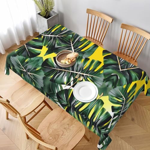 HJLUUFT Tischdecke mit tropischen Bananenpalmenblättern, rechteckig, schmutzabweisend, auslaufsicher und waschbar, Tisch für Picknick, Küche und Abendessen im Urlaub von HJLUUFT