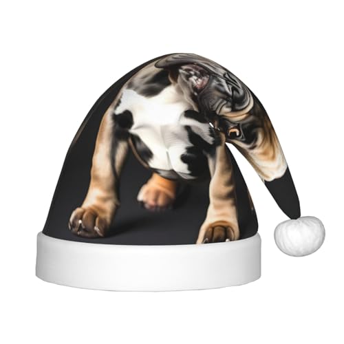 HJLUUFT Weihnachtsmütze mit langen Ohren und französischer Bulldogge, Weihnachtsmannmütze, Weihnachtsmütze für Kinder, für Weihnachten, Party, Dekoration von HJLUUFT