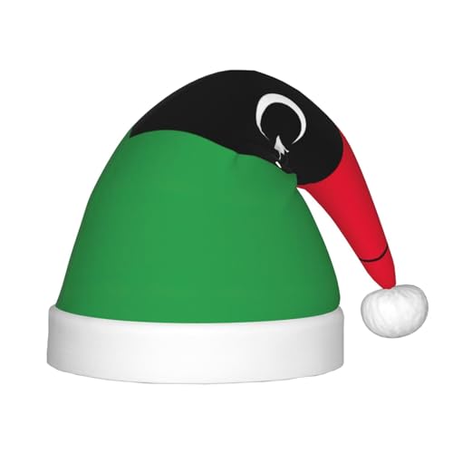 HJLUUFT Weihnachtsmütze mit libyscher Flagge, Weihnachtsmannmütze, Weihnachtsmütze für Kinder, für Weihnachten, Party, Dekoration von HJLUUFT