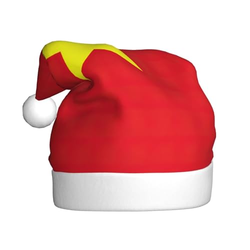 HJLUUFT Weihnachtsmütze mit vietnamesischer Flagge, Erwachsene, Weihnachtsmütze für Erwachsene, Männer, Frauen, Weihnachtsmütze, Partyzubehör von HJLUUFT