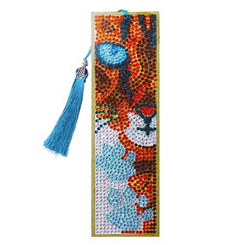 Lesezeichen Orange Tierkatze Diamond Painting Bookmark Quasten Anhänger Leder 2 Stücke Diamond Painting Set für Kinder Erwachsene Anfänger Diamant Painting Bilder Handgemacht DIY von HJOSWVNS