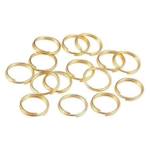 50–200 Stück/Los 4–20 mm offene Biegeringe, Doppelschlaufen, goldfarbene Spaltringe, Verbinder für die Schmuckherstellung, DIY-Zubehör, Gold, 14 mm x 100 Stück von HJQASM