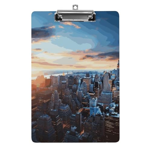 Acryl-Klemmbrett, lustiges Design, New York City Skyline, Klemmbrett, 21,6 x 30,5 cm, Papierformat mit niedrigem Profil, niedliche hängende Klemmbretter für Arbeit und Bürobedarf von HJUQNGF