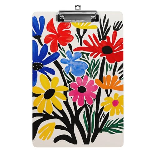 Acryl-Klemmbrett, lustiges Design, Papierschnitt, Blumen-Clipboard, 21,6 x 30,5 cm, Papierformat mit niedrigem Profil, niedliche hängende Klemmbretter für Arbeit und Bürobedarf von HJUQNGF