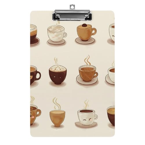 Acryl-Klemmbrett mit lustigem Design, Kaffeesammlung, 21,6 x 30,5 cm, Papierformat mit flachem Profil-Clip, niedliche hängende Klemmbretter für Arbeit und Bürobedarf von HJUQNGF