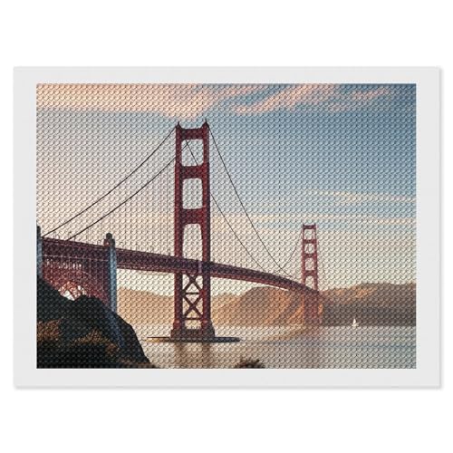 HJUQNGF Diamond Painting Kit für Anfänger, Golden Gate Bridge DIY Leinwand Kunst Dekor mit Harz Edelsteinen Komplettes Werkzeug (kein Rahmen) für Home Decor Geburtstage Weihnachten von HJUQNGF