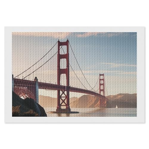 HJUQNGF Diamond Painting Kit für Anfänger, Golden Gate Bridge DIY Leinwand Kunst Dekor mit Harz Edelsteinen Komplettes Werkzeug (kein Rahmen) für Home Decor Geburtstage Weihnachten von HJUQNGF