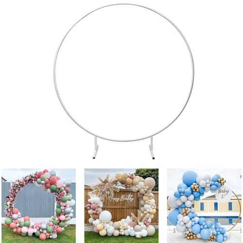 Ballon Arch Metallständer Bogen, Eisen Hochzeitsbogen, Ballonbogen Gestell Mit Fuß,Runder Ring Ballonbogen Kit, Blumen Deko Für Geburtstag Party, Hochzeit, Weihnachten(White,120cm) von HJXGQJM