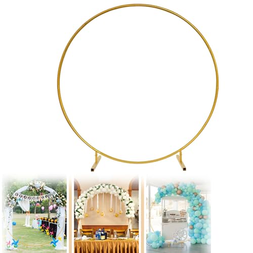 Eisen Hochzeitsbogen,Gold Runde Hintergrund Stand Kreis Ballon Bogen Rahmen Stand Für Hochzeitszeremonie Geburtstagsfeier Baby Braut Dusche Jubiläum Dekoration(Gold,120cm) von HJXGQJM