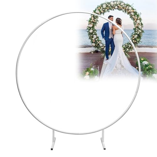 Traubogen, Ballonbogen Gestell Set, Runde Luftballon Bogen, Gold Hochzeitsbogen Mit Fuß, Metall Ballonbogen Ballon Frame, Luftballonbogen Für Geburtstag, Hochzeit, Abschlussfeier, Dekoration(White,120 von HJXGQJM