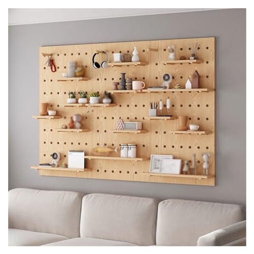 HJZALMI Stecktafel Wand Lochplatte, Holz-Steckbrett, Diy-Aufbewahrungs- Und Anzeigetafeln, Dekorative Wandhakenleiste, Stecktafel-Kombi-Set (Farbe : Braun, Größe : B) von HJZALMI