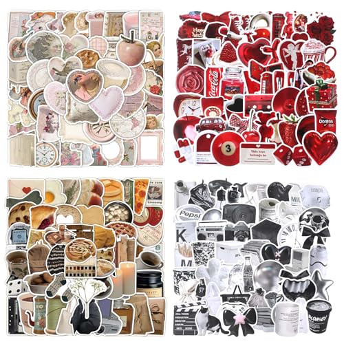 HJZHII 226 Stück Sticker Aesthetic,Deko Aesthetic Sticker,Ästhetische Vinyl Scrapbook Stickers Journal Y2K Accessoires Ästhetik Set Vintage Zubehör Wasserfestes Papier Aufkleber Scrapbooking Tägliche von HJZHII