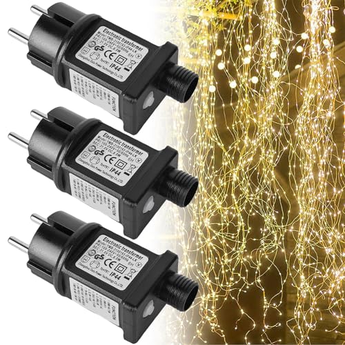 31V LED Netzteil, 3 Stück Netzteil Adapter mit Speicherfunktion und Timer, 8 Modi LED Transformator Treiber, IP44 Stecker 6W Ersatz-Adapter Niederspannungs LED-Adapter für Weihnachtslicht Lichterkette von Aicharynic