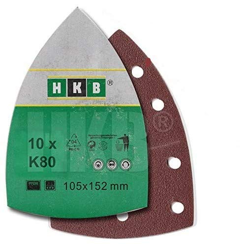 HKB ® 10 St. Klett-Schleifblätter 105x152 mm K80, Mouse disk für Bosch PSM 80 A, PSM 100 A, PSM 160 A, PSM 200 AGE, Prio, Ventaro, Skil Octo 7208, Artikel-Nr. 50271 von HKB