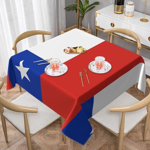 HKDkdp Tischdecke mit Flagge von Chile, waschbar, wiederverwendbar, quadratisch, 140 cm, für Innen- und Außenbereich, Restaurant, Heimdekoration, Camping, Picknick von HKDkdp