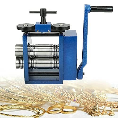 HKFGSHOP Handkrankungsmühlen, Schmuckrollmühlenmaschine, Drahtwalzenmühle, Manuelle Kombinationsrollmühle, Mehrstufiges Rotierendes Gang Für Metallschmuck Blech Quadratische Halbkreismuster von HKFGSHOP