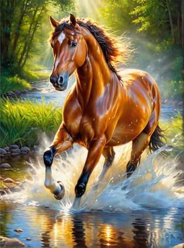 5D Diamond Painting Kits DIY Diamond Art Canvas Crystal Crafts Painting Pictures for Adults Kids Home Wall Decor Animal Horse 30 * 40cm von HKFLD