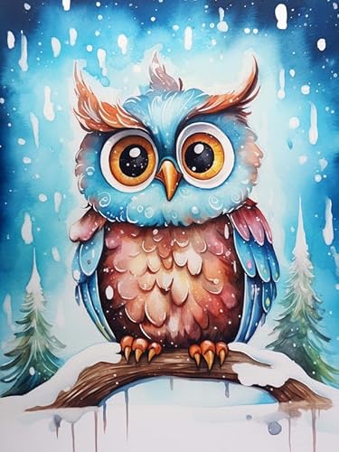 HKFLD 5D DIY Diamond Painting Owl, Diamond Art Kits Adults Bird, Round Full Drill & Crafts Cross Stitch Paint by Number Kits for Home Wall Decor Gift Decoration -60 * 80cm von HKFLD