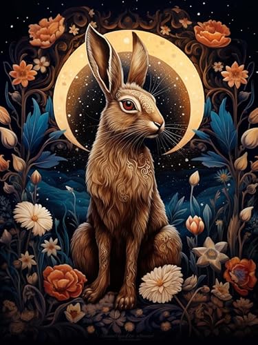 HKFLD 5D DIY Diamond Painting Rabbit, Diamond Art Kits Adults Animal, Round Full Drill & Crafts Cross Stitch Paint by Number Kits for Home Wall Decor Gift Decoration -40 * 50cm von HKFLD