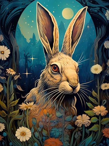 HKFLD 5D DIY Diamond Painting Rabbit, Diamond Art Kits Adults Animal, Round Full Drill & Crafts Cross Stitch Paint by Number Kits for Home Wall Decor Gift Decoration -50 * 60cm von HKFLD