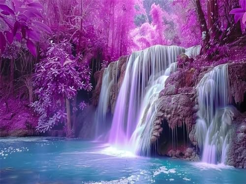 HKFLD 5D Diamond Painting Kits DIY Diamond Art Canvas Crystal Crafts Painting Pictures for Adults Kids Home Wall Decor Beautiful waterfall scenery 60 * 80cm von HKFLD