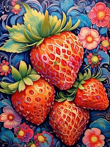 HKFLD 5D Diamond Painting Kits DIY Diamond Art Canvas Crystal Crafts Painting Pictures for Adults Kids Home Wall Decor Strawberry Plant 60 * 80cm von HKFLD