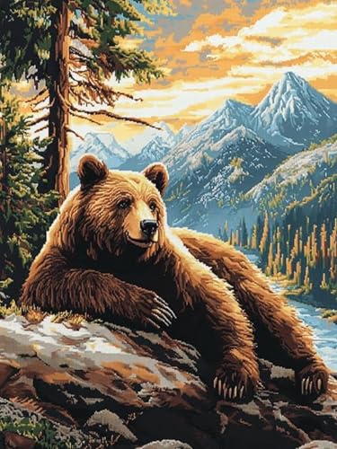 HKFLD 5D Diamond Painting Kits DIYDiamondRhinestone Crystal Painting Painting by Numbers for Children Adults Home Wall Decoration Animal Bears 40 * 50cm von HKFLD