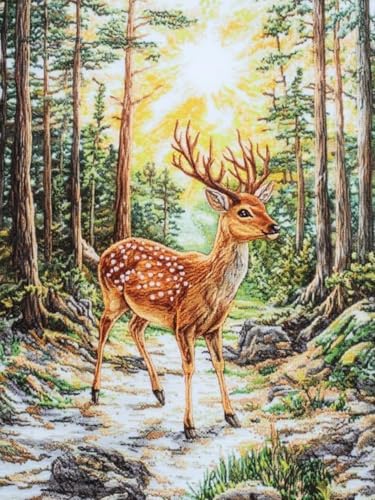 HKFLD 5D Diamond Painting Kits DIYDiamondRhinestone Crystal Painting Painting by Numbers for Children Adults Home Wall Decoration Animal Deer 30 * 40cm von HKFLD