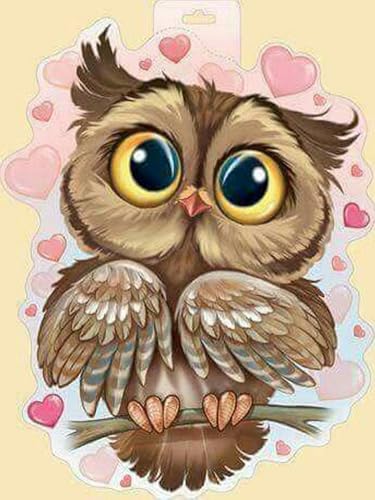 HKFLD 5D Diamond Painting Kits DIYDiamondRhinestone Crystal Painting Painting by Numbers for Children Adults Home Wall Decoration Cartoon owl 50 * 60cm von HKFLD