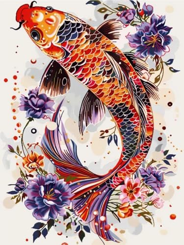 HKFLD 5D Diamond Painting Kits DIYDiamondRhinestone Crystal Painting Painting by Numbers for Children Adults Home Wall Decoration Koi 50 * 60cm von HKFLD