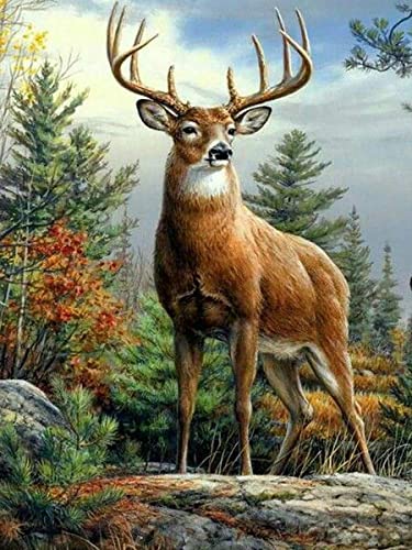 HKFLD 5D Diamond Painting Kits Sika Deer Full Drill, Animals Paint with Diamonds Art DIY Rhinestone Embroidery Home Wall Decor 40 * 50cm von HKFLD