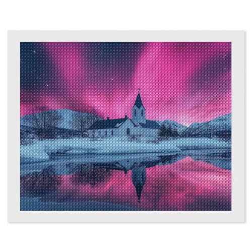 HKFLD 5D Diamond Painting Kits for Adults Beginners,Northern Lights in Norway Diamond Art Kits DIY Full Round Drill Diamond Dot Gem Art Kits for Adults,Crafts for Decor 30 * 40cm von HKFLD