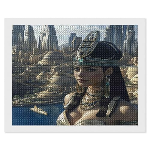 HKFLD Cleopatra，Diamond Painting Kits, 5D DIY Diamond Painting Kits for Adults, Full Drill Round Diamond Painting, Diamond Art Craft for Home Wall Decor 40 * 50cm von HKFLD