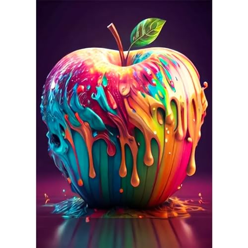 HKFLD Colourful Apple Diamond Painting Kits for Adults, DIY 5D Diamond Art Paint with Round Diamond, Full Drill Gem Art Painting Kit for Home Wall Decor Gifts 30 * 40cm von HKFLD