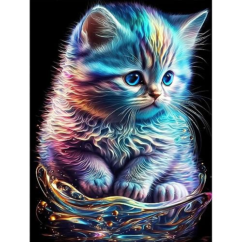 HKFLD DIY Cat Diamond Painting Set Adults Children Kitten Diamond Painting Pictures 5D Fantasy Diamond Art Animal Diamond Painting Set Cross Embroidery Painting Kits for Home Decor 30 * 40cm von HKFLD