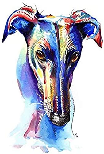 HKFLD DIY Diamond Painting Whippet Dog Full Drill Crystal Drawing Kit Bedside Arts Embroidery Art Crafts for Home Decoration 40x50cm von HKFLD