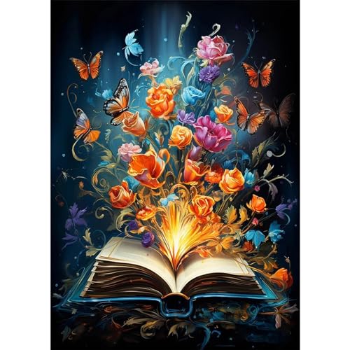 HKFLD DIY Flower Diamond Painting Set Adults Children Diamond Painting Pictures 5D Butterfly Diamond Art Fantasy Diamond Painting Set Cross Embroidery Painting Kits for Home Decor 50 * 60cm von HKFLD