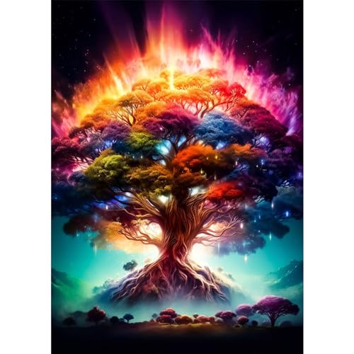 HKFLD DIY Tree Diamond Painting Set Adults Children Dreamland Diamond Painting Pictures 5D Fantasy Diamond Art Flowers Diamond Painting Set Cross Embroidery Painting Kits for Home Decor 40 * 50cm von HKFLD