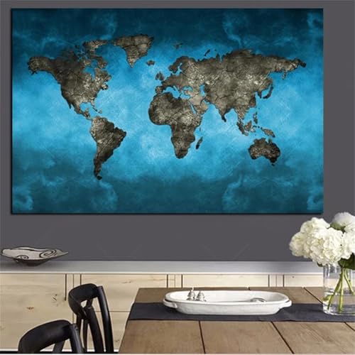 HKFLD Diamond Painting Art Kits Abstract Art World Map 5D Diamond Painting Kits for Adults,DIY Round Full Drill Embroidery Paintings Pasted Pictures Arts Home Wall Decor60*80cm119D119 von HKFLD