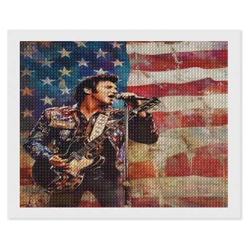 HKFLD Diamond Painting Kits for Adults, Elvis Presley .Diamond Art Kits for Adults 5D Colorful Diamond Art Painting 40 * 50cm von HKFLD