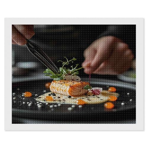 HKFLD Gourmet Food，Diamond Painting Kits, 5D DIY Diamond Painting Kits for Adults, Full Drill Round Diamond Painting, Diamond Art Craft for Home Wall Decor 60 * 80cm von HKFLD