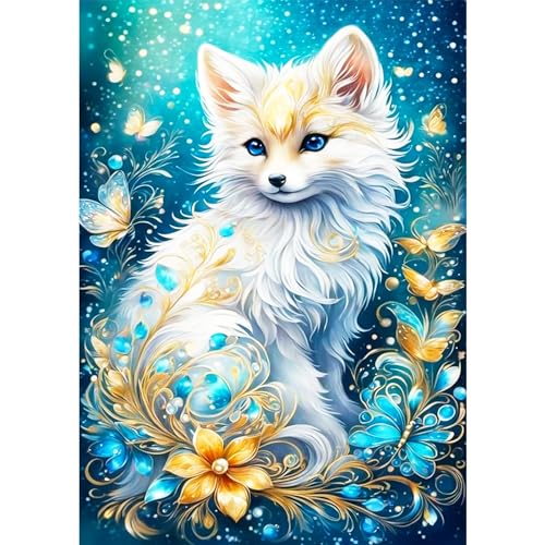 HKFLD Polar Fox Diamond Painting Set for Adults, Diamond Painting Kits, 5D Diamond Painting Set, DIY Diamond Painting Craft Pictures Arts as a Gift for Home Wall Decor 60 * 80cm von HKFLD