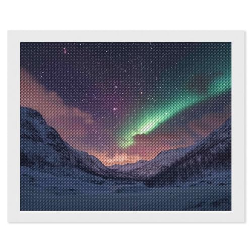 HKFLD Round 5D Northern Lights in Norway 5D Diamond Painting Cross Stitch Picture of Rhinestones Diamond Mosaic Pattern 40 * 50cm von HKFLD